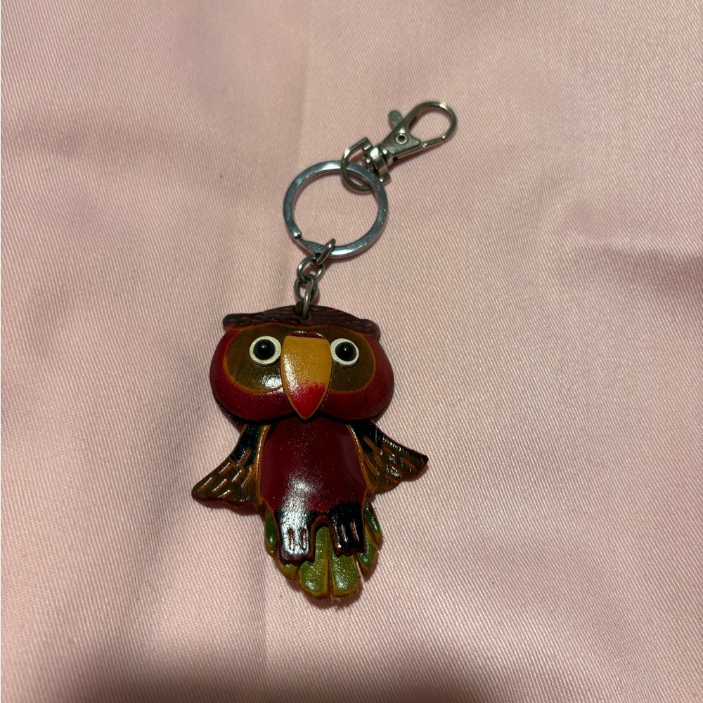 Owl Keychain for Bird Lovers - Red and Brown